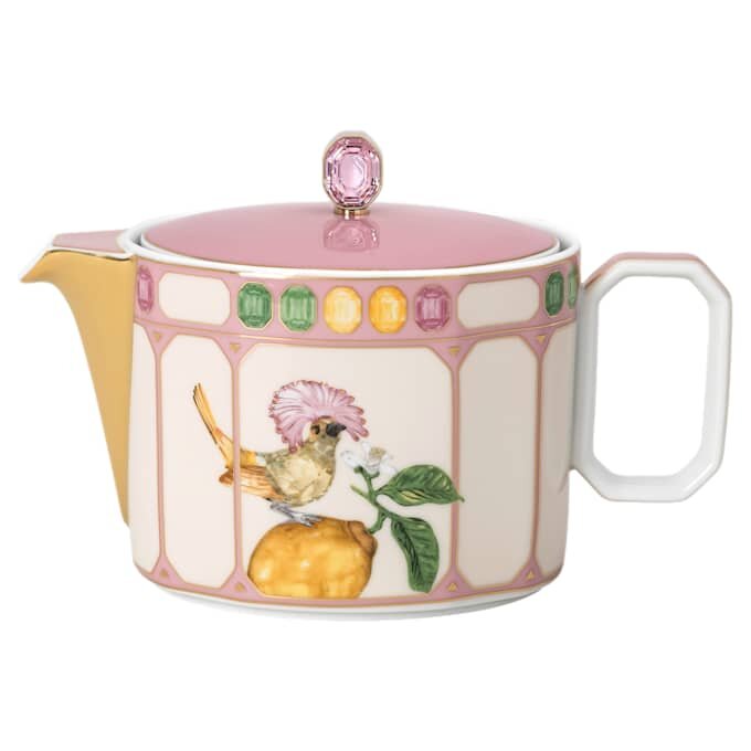 Čajová konvice Idyllia z porcelánu, motiv s krystaly, mucholapka, malá, vícebarevná Čajová konvice Idyllia z porcelánu, motiv s krystaly, mucholapka, malá, vícebarevná