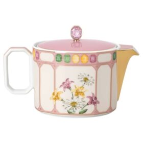 Čajová konvice Idyllia z porcelánu, motiv s krystaly, mucholapka, malá, vícebarevná