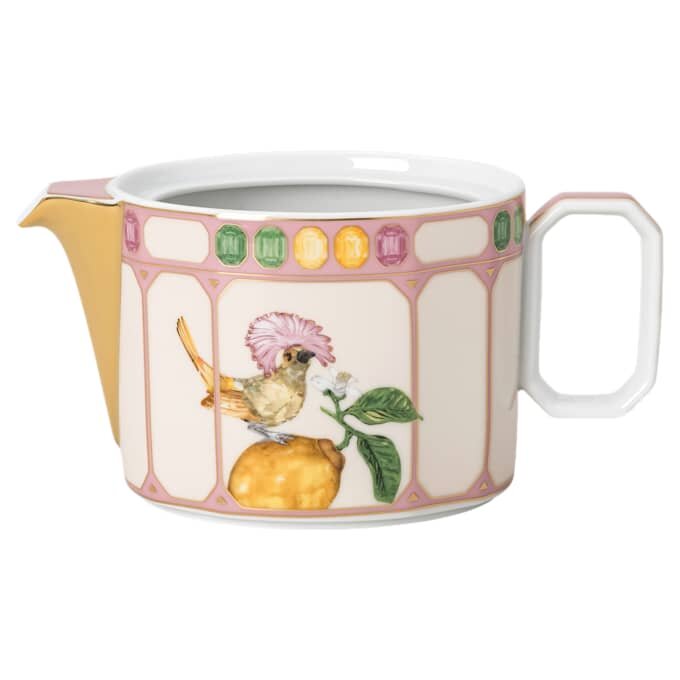 Čajová konvice Idyllia z porcelánu, motiv s krystaly, mucholapka, malá, vícebarevná Čajová konvice Idyllia z porcelánu, motiv s krystaly, mucholapka, malá, vícebarevná