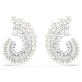 Ariana Grande X Swarovski Náušnice s křišťálovou perlou, různé briliantové výbrusy, bílé, pokovené rhodiem Ariana Grande X Swarovski Náušnice s křišťálovou perlou, různé briliantové výbrusy, bílé, pokovené rhodiem