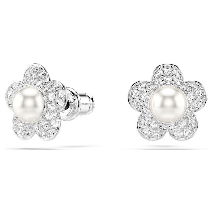 Ariana Grande X Swarovski – sada s křišťálovými perličkami, kulatý brus, květina, bílá, rhodiovaná Ariana Grande X Swarovski – sada s křišťálovými perličkami, kulatý brus, květina, bílá, rhodiovaná