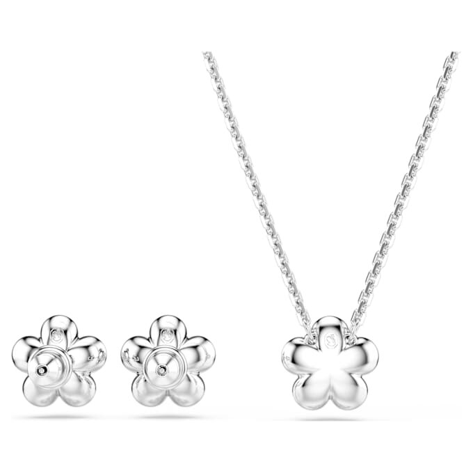 Ariana Grande X Swarovski – sada s křišťálovými perličkami, kulatý brus, květina, bílá, rhodiovaná Ariana Grande X Swarovski – sada s křišťálovými perličkami, kulatý brus, květina, bílá, rhodiovaná