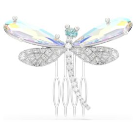 Brož a vlasový doplněk Ariana Grande X Swarovski – křišťálová perla, různé briliantové výbrusy, vážka, bílá, rhodiovaná
