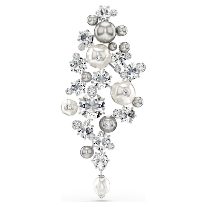 Brož Constella Crystal Pearl, kulatý brus, bílá, pokovená rhodiem Brož Constella Crystal Pearl, kulatý brus, bílá, pokovená rhodiem