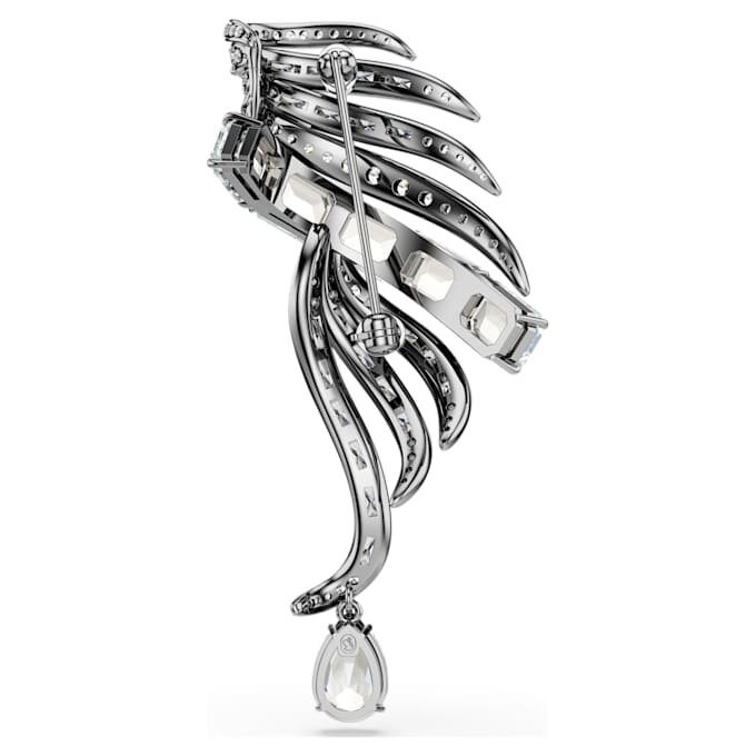 Brož z kolekce Vienna Feather, bílá, pokovená rutheniem Brož z kolekce Vienna Feather, bílá, pokovená rutheniem