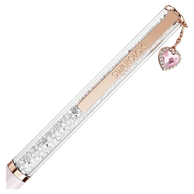 Crystalline kuličkové pero ve tvaru srdce, růžové, s růžovým lakovaným povrchem, pokovené v odstínu růžového zlata Crystalline kuličkové pero ve tvaru srdce, růžové, s růžovým lakovaným povrchem, pokovené v odstínu růžového zlata