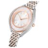Hodinky Crystalline Aura Swiss Made, kovový náramek, růžově zlatý odstín, povrchová úprava z kombinace kovů