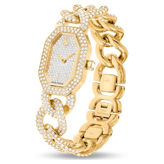 Hodinky Dextera Chain Swiss Made, krystalový náramek, zlatý odstín, zlaté provedení Hodinky Dextera Chain Swiss Made, krystalový náramek, zlatý odstín, zlaté provedení