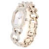 Hodinky Dextera Chain Swiss Made, náramek s krystaly, bílé, povrchová úprava v odstínu šampaňského zlata