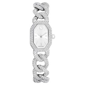 Hodinky Dextera Chain Swiss Made, náramek z krystalů, stříbrný odstín, nerezová ocel