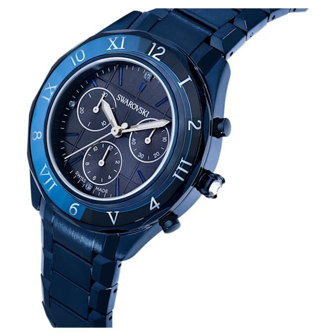 Hodinky Dextera Chrono 39 mm, vyrobeno ve Švýcarsku, kovový náramek, modré, modrá povrchová úprava Hodinky Dextera Chrono 39 mm, vyrobeno ve Švýcarsku, kovový náramek, modré, modrá povrchová úprava