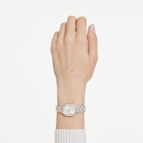 Hodinky Dextera Octagon Swiss Made, kovový náramek, stříbrný odstín, povrchová úprava v odstínu růžového zlata