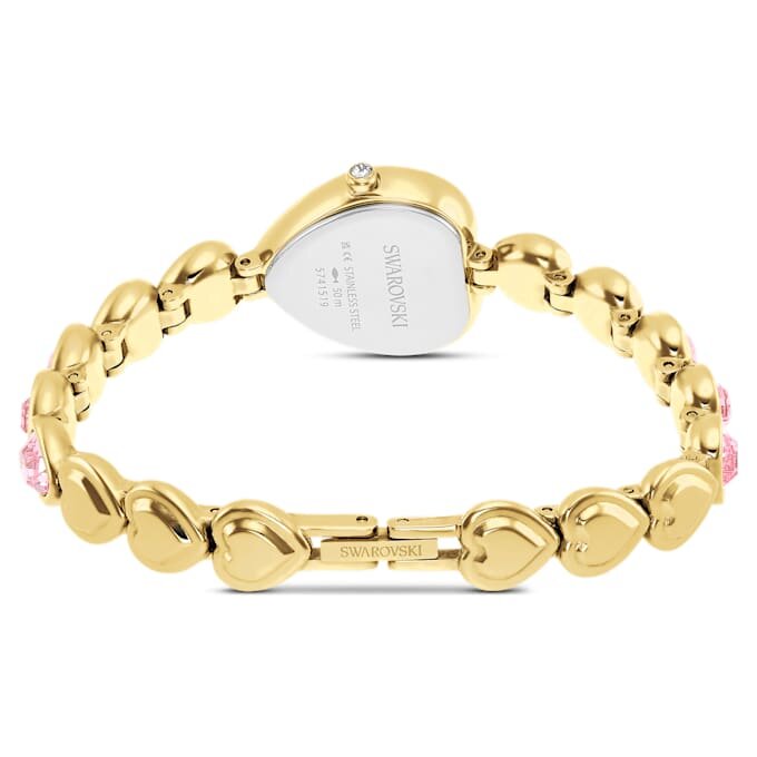Hodinky Idyllia Heart s krystalovým náramkem, růžové, zlaté provedení Hodinky Idyllia Heart s krystalovým náramkem, růžové, zlaté provedení