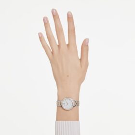 Hodinky Matrix 3-Link Swiss Made, kovový náramek, stříbrný odstín, povrchová úprava v odstínu růžového zlata