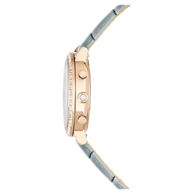 Hodinky Matrix Tennis Chrono Swiss Made, kožený řemínek, šedé, povrchová úprava v odstínu šampaňského zlata Hodinky Matrix Tennis Chrono Swiss Made, kožený řemínek, šedé, povrchová úprava v odstínu šampaňského zlata
