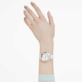 Hodinky Octea Chrono Swiss Made, kožený řemínek, bílé, povrchová úprava v odstínu růžového zlata