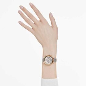 Hodinky Octea Chrono Swiss Made, kožený řemínek, šedé, povrchová úprava v odstínu růžového zlata