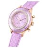 Hodinky Octea Chrono Swiss Made, kožený řemínek, fialové, povrchová úprava v odstínu růžového zlata