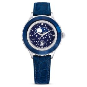 Hodinky Octea Moon Swiss Made, Moon, kožený řemínek, modré, nerezová ocel