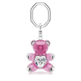 Klíčenka Teddy Bear, růžová, pokovená rhodiem