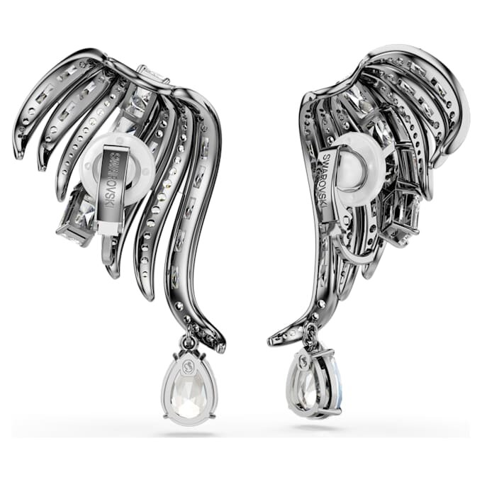 Kolekce Vienna – náušnice typu ear cuff s motivem peří, bílé, pokovené rutheniem Kolekce Vienna – náušnice typu ear cuff s motivem peří, bílé, pokovené rutheniem