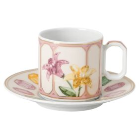Šálek na espresso Idyllia s podšálkem, porcelán, motiv z křišťálu, citronová, vícebarevná