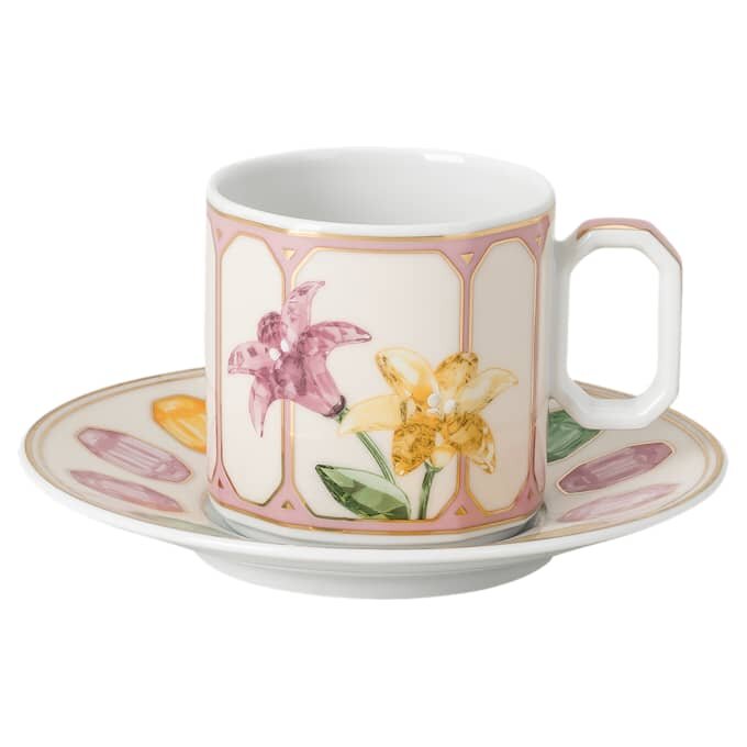 Šálek na espresso Idyllia s podšálkem, porcelán, motiv z křišťálu, citronová, vícebarevná Šálek na espresso Idyllia s podšálkem, porcelán, motiv z křišťálu, citronová, vícebarevná