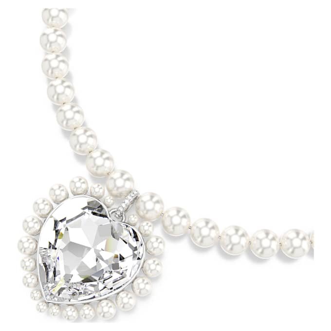 Náhrdelník Ariana Grande X Swarovski s křišťálovou perlou, srdcový výbrus, srdce, bílý, pokovený rhodiem Náhrdelník Ariana Grande X Swarovski s křišťálovou perlou, srdcový výbrus, srdce, bílý, pokovený rhodiem