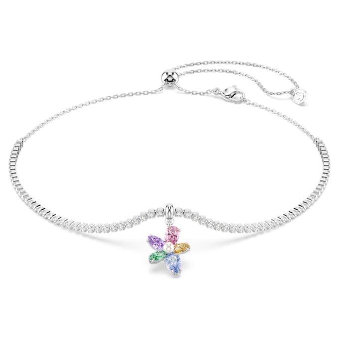 Náhrdelník Ariana Grande X Swarovski s různými briliantovými výbrusy, květinový motiv, vícebarevný, pokovený rhodiem Náhrdelník Ariana Grande X Swarovski s různými briliantovými výbrusy, květinový motiv, vícebarevný, pokovený rhodiem