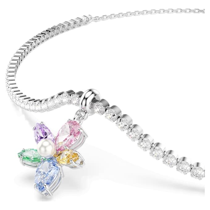 Náhrdelník Ariana Grande X Swarovski s různými briliantovými výbrusy, květinový motiv, vícebarevný, pokovený rhodiem Náhrdelník Ariana Grande X Swarovski s různými briliantovými výbrusy, květinový motiv, vícebarevný, pokovený rhodiem