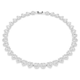 Náhrdelník Ariana Grande X Swarovski s různými tvary, srdce, bílý, pokovený rhodiem