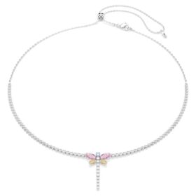 Náhrdelník Ariana Grande X Swarovski ve tvaru Y s různými briliantovými výbrusy, vážka, vícebarevný, pokovený rhodiem
