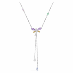 Náhrdelník Ariana Grande X Swarovski ve tvaru Y s různými briliantovými výbrusy, vážka, vícebarevný, pokovený rhodiem