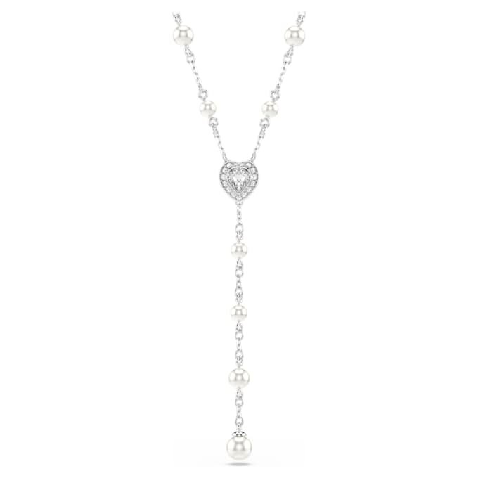 Náhrdelník Ariana Grande X Swarovski Y s různými briliantovými brusi, křišťálovou perlou, srdíčkem, bílý, pokovený rhodiem Náhrdelník Ariana Grande X Swarovski Y s různými briliantovými brusi, křišťálovou perlou, srdíčkem, bílý, pokovený rhodiem