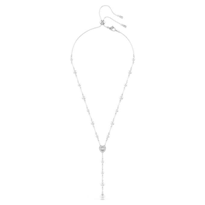 Náhrdelník Ariana Grande X Swarovski Y s různými briliantovými brusi, křišťálovou perlou, srdíčkem, bílý, pokovený rhodiem Náhrdelník Ariana Grande X Swarovski Y s různými briliantovými brusi, křišťálovou perlou, srdíčkem, bílý, pokovený rhodiem