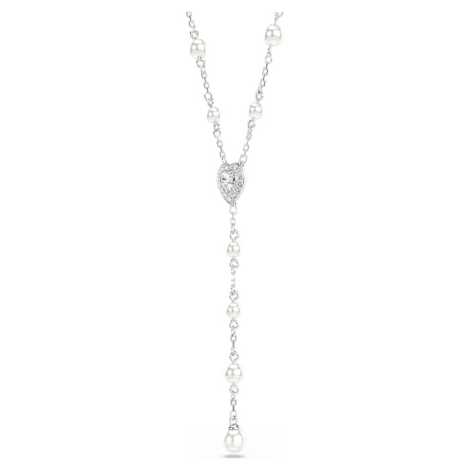 Náhrdelník Ariana Grande X Swarovski Y s různými briliantovými brusi, křišťálovou perlou, srdíčkem, bílý, pokovený rhodiem Náhrdelník Ariana Grande X Swarovski Y s různými briliantovými brusi, křišťálovou perlou, srdíčkem, bílý, pokovený rhodiem