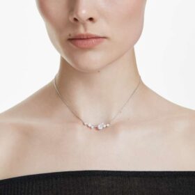 Náhrdelník Constella Crystal Pearl, kulaté briliantové výbrusy, bílý, pokovený rhodiem
