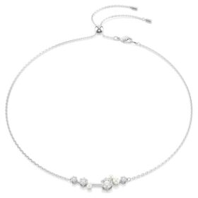 Náhrdelník Constella Crystal Pearl, kulaté briliantové výbrusy, bílý, pokovený rhodiem