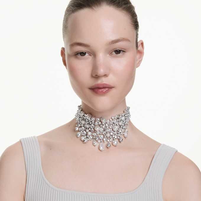 Náhrdelník Constella Crystal Pearl, kulatý brus, bílý, pokovený rhodiem Náhrdelník Constella Crystal Pearl, kulatý brus, bílý, pokovený rhodiem