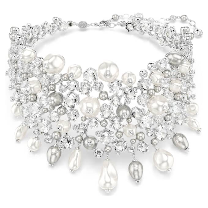 Náhrdelník Constella Crystal Pearl, kulatý brus, bílý, pokovený rhodiem Náhrdelník Constella Crystal Pearl, kulatý brus, bílý, pokovený rhodiem