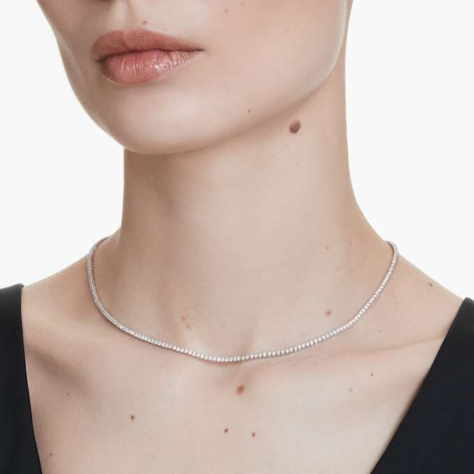 Náhrdelník Eternity Tennis s diamanty vypěstovanými v laboratoři, celková hmotnost 3 Ct, kulatý tvar, 14K bílé zlato Náhrdelník Eternity Tennis s diamanty vypěstovanými v laboratoři, celková hmotnost 3 Ct, kulatý tvar, 14K bílé zlato