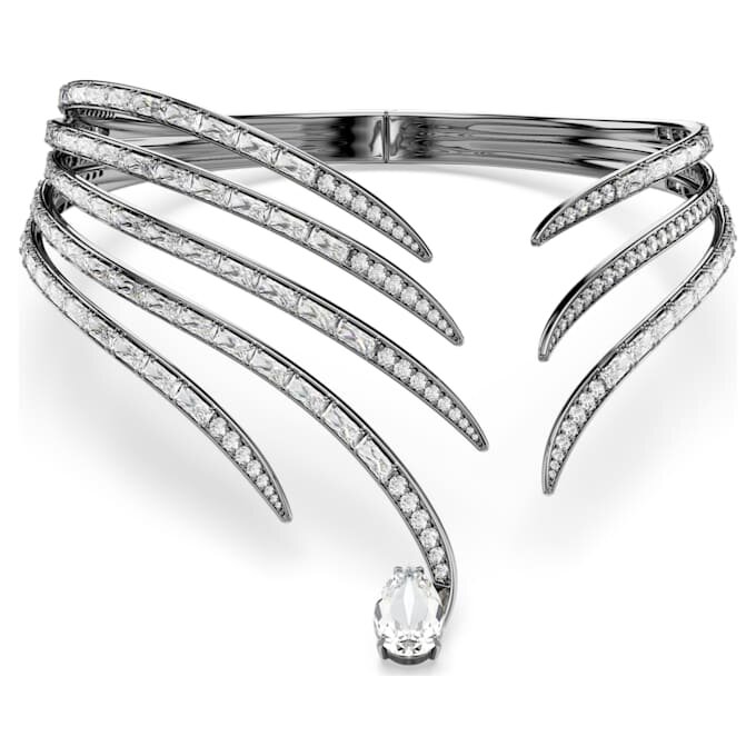 Náhrdelník z kolekce Vienna Choker Feather, bílý, pokovený rutheniem Náhrdelník z kolekce Vienna Choker Feather, bílý, pokovený rutheniem