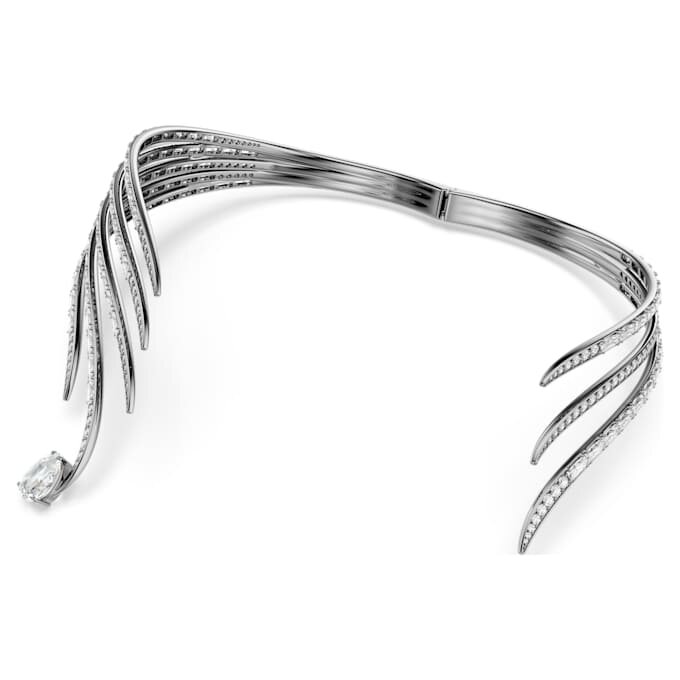 Náhrdelník z kolekce Vienna Choker Feather, bílý, pokovený rutheniem Náhrdelník z kolekce Vienna Choker Feather, bílý, pokovený rutheniem