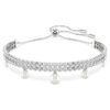 Náramek Ariana Grande X Swarovski Crystal Pearl, kulatý brus, bílý, pokovený rhodiem