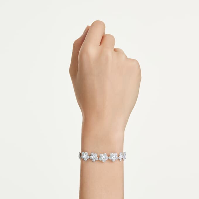 Náramek Ariana Grande X Swarovski, kulatý brus, květiny, bílý, pokovený rhodiem Náramek Ariana Grande X Swarovski, kulatý brus, květiny, bílý, pokovený rhodiem