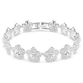 Náramek Ariana Grande X Swarovski, kulatý brus, květiny, bílý, pokovený rhodiem Náramek Ariana Grande X Swarovski, kulatý brus, květiny, bílý, pokovený rhodiem
