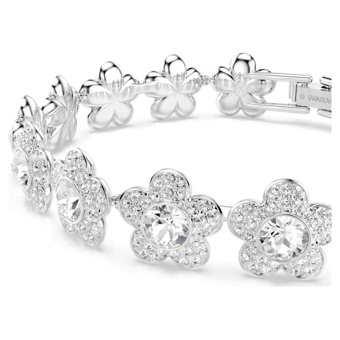 Náramek Ariana Grande X Swarovski, kulatý brus, květiny, bílý, pokovený rhodiem Náramek Ariana Grande X Swarovski, kulatý brus, květiny, bílý, pokovený rhodiem