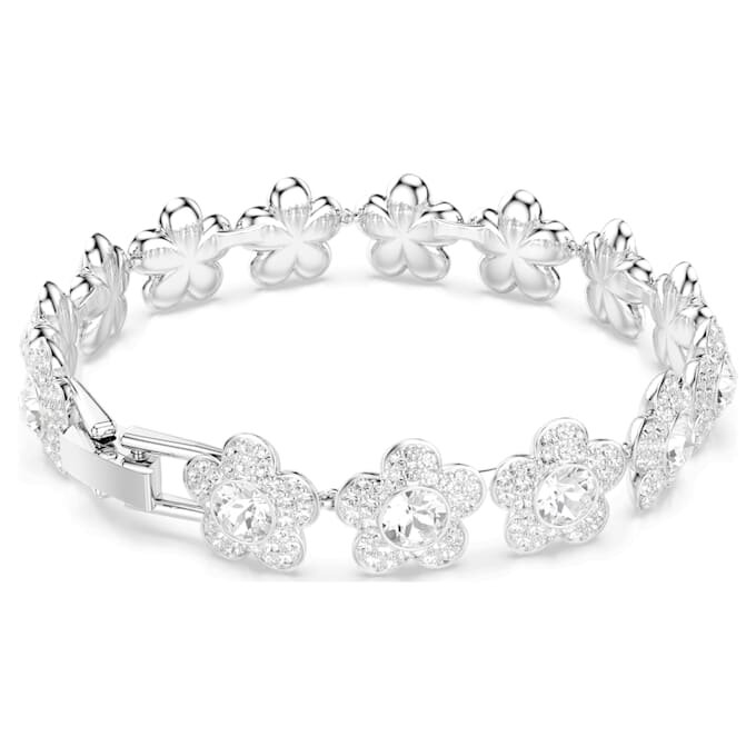 Náramek Ariana Grande X Swarovski, kulatý brus, květiny, bílý, pokovený rhodiem Náramek Ariana Grande X Swarovski, kulatý brus, květiny, bílý, pokovený rhodiem