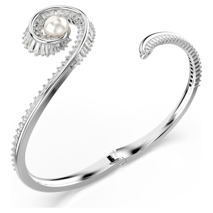 Náramek Ariana Grande X Swarovski s křišťálovými perličkami, broušenými do tvaru bagety, bílý, pokovený rhodiem Náramek Ariana Grande X Swarovski s křišťálovými perličkami, broušenými do tvaru bagety, bílý, pokovený rhodiem