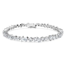 Náramek Galaxy Tennis s diamanty vypěstovanými v laboratoři, 5 karátů celkem, různé tvary, 14karátové bílé zlato Náramek Galaxy Tennis s diamanty vypěstovanými v laboratoři, 5 karátů celkem, různé tvary, 14karátové bílé zlato